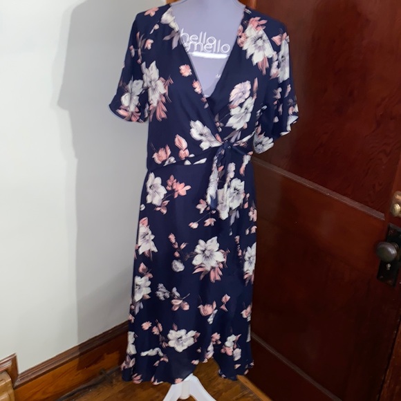 ❤️ Sienna Sky Women’s Blue Pink White Floral Short Sleeve Dress Size Large❤️ - Picture 1 of 12